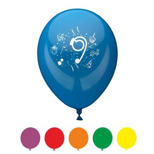 6 Zahlenballons Ø 25 cm, sortierte Farben "9" von PAPSTAR