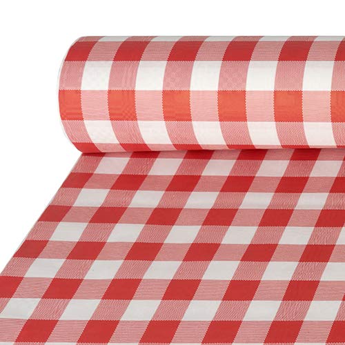 88163 PAPSTAR Papiertischtuch mit Damastprägung 50 m x 1 m rot"Vichy Karo">> Im Karton: 1 Rolle von PAPSTAR