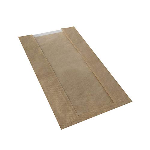 PAPSTAR 1000 Sichtstreifenbeutel mit PLA-Fenster Pure 38 cm x 20 cm x 9 cm braun, Sie erhalten 1 Packung, Packungsinhalt: 1000 Stück von PAPSTAR