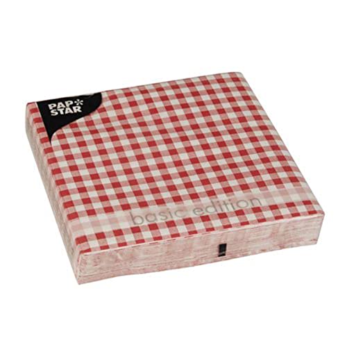 PAPSTAR 30 Servietten 33x33 cm 3-lagig Oktoberfest rot weiß Karo Vichy Wiesn Dekoration Feier Festlichkeit Party Bierzelt Partyzubehör von PAPSTAR