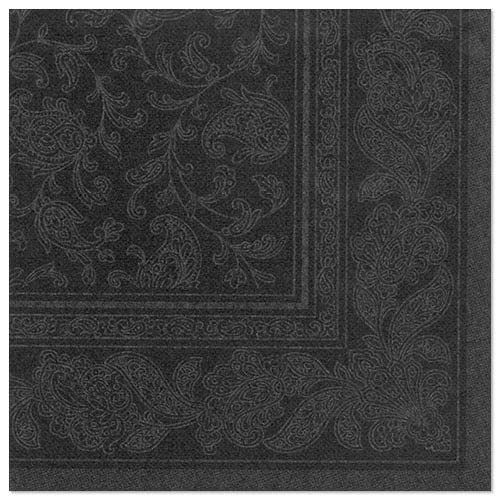 PAPSTAR 50 Servietten ROYAL Collection 1/4-Falz 40 cm x 40 cm schwarz Ornaments, Sie erhalten 50 Stück von PAPSTAR