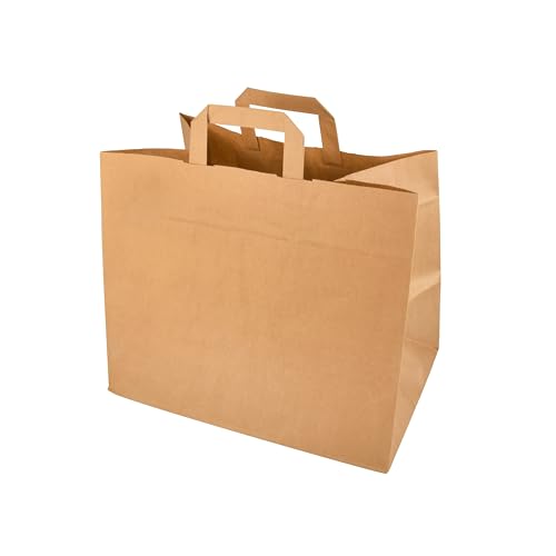 PAPSTAR Papier-Tragetasche, 320 x 215 x 270 mm, braun aus Kraftpapier, 70 gqm, Tragkraft: 5 kg, mit Tragegriff - 50 Stück (87175) von PAPSTAR