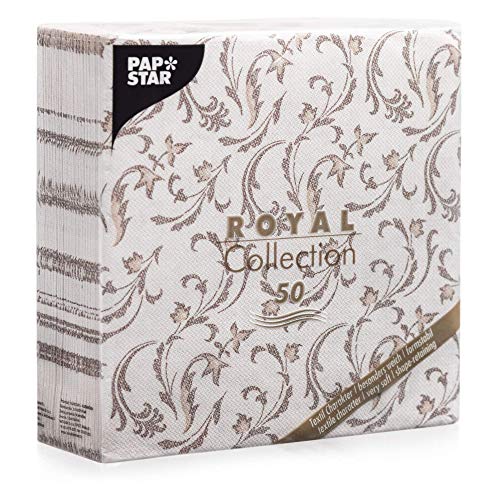 Papstar, 50 Servietten "ROYAL Collection" 1/4-Falz 40 cm x 40 cm braun "Damascato", #85004 von PAPSTAR