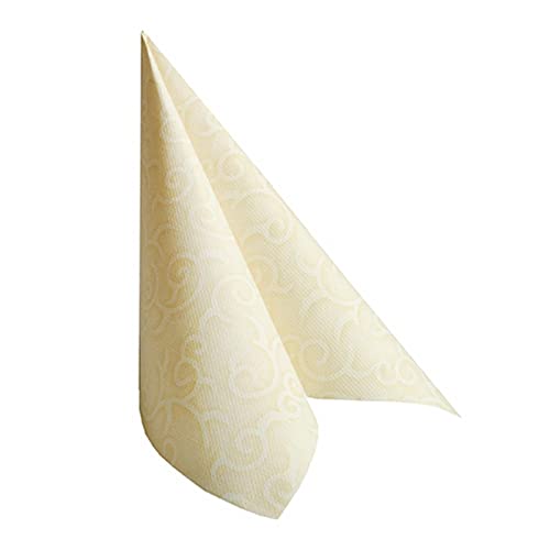 Papstar, 50 Servietten "ROYAL Collection" 1/4-Falz 40 cm x 40 cm champagner "Casali", #84877 von PAPSTAR