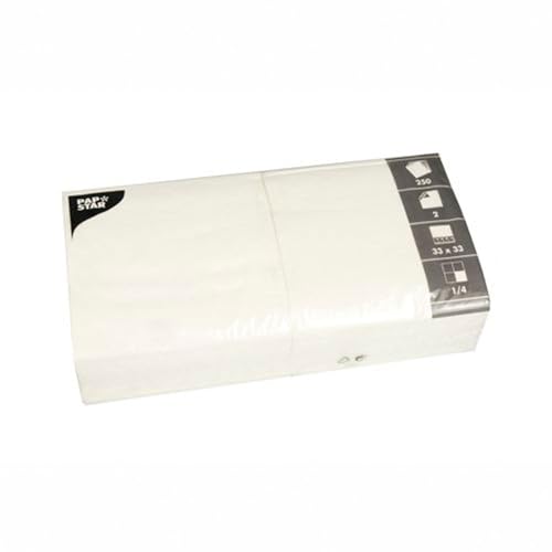 Papstar 1 Karton = 4x250 Servietten, 2-lagig 1/4-Falz 33 cm x 33 cm weiss 14486 von PAPSTAR