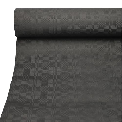 Papstar | Papiertischdecke mit Damastprägung, Größe 50 m x 1 m, Farbe Schwarz, 1 Tischdecke x 1 Packung von PAPSTAR