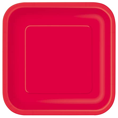 WOOOOZY NEU Teller aus Pappe, Premiumqualität, quadratisch, Größe ca. 23x23 cm, Vorteilspack mit 14 Stück, Farbe: Rot von PAPSTAR