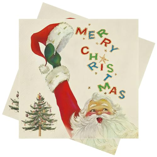 40 Stück Servietten Weihnachten Lustige Weihnachtsmänner 3-Lagig Weihnachtsservietten 33x33 Papierservietten Weihnachten Servietten Weihnachts Tischdeko von PAPU