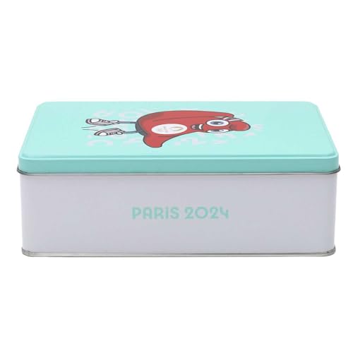 PARIS 2024, CJO5110 Metalldose Maskottchen mit hohem Arm, 6,9 x 13 x 19,6 cm, offizielles Lizenzprodukt, Aufbewahrungsbox für die Küche, Vorratsdose Zucker Getreide, blau von PARIS 2024