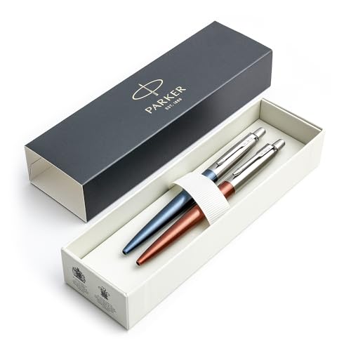 PARKER, Jotter Kugelschreiber-Set| Chelsea Orange & Waterloo Blue | Blaue Tinte mit mittlerer Spitze | Geschenkbox von PARKER