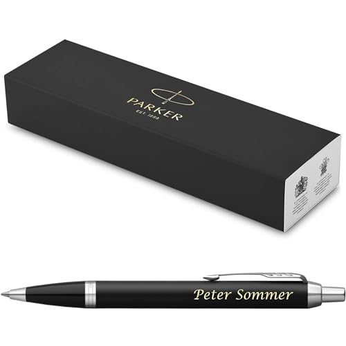 PARKER IM Core Kugelschreiber mit Gravur | Premium Stift | Geschenkbox | schwarze Mine | personalisiertes Geschenk | Namen | graviert | Jahrestag | Geburtstag (Matte Black C.C.) von PARKER