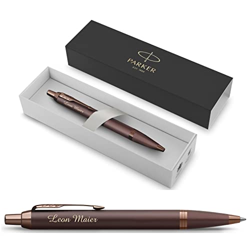 PARKER IM Monochrome Kugelschreiber mit Gravur | Premium Stift | Geschenkbox | blaue Tinte | personalisiertes Geschenk | Namen | graviert | Jahrestag | Geburtstag | Geschenkidee (Burgundy) von PARKER