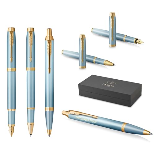 PARKER IM Rituals 3er Set Kugelschreiber und Füllfederhalter und Tintenroller mit Gravur | Premium Stift | Geschenkbox | personalisiert | Geburtstag (Turquoise Green) von PARKER