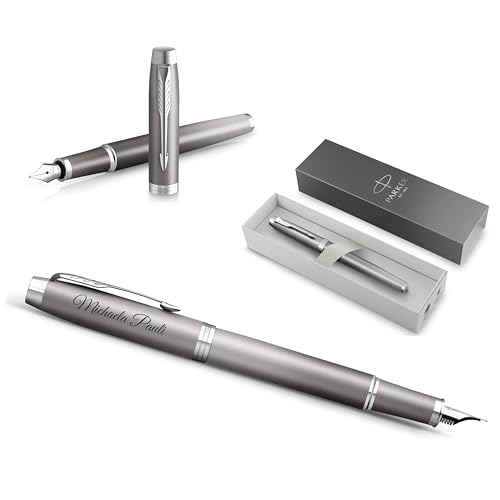 PARKER IM Rituals Grey Chrome Füllfederhalter mit Gravur | Premium Stift | Geschenkbox | personalisiertes Geschenk | | Geburtstag (Grey Chrome) von PARKER