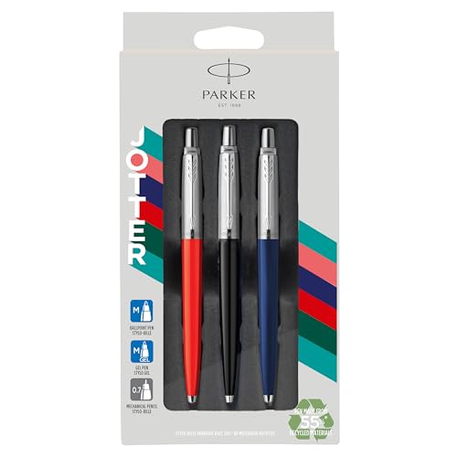 PARKER Jotter Originals Trio Stift-Geschenkset | Kugelschreiber, Gelschreiber & Druckbleistift | Hergestellt aus 55% recycelten Materialien* | Perfekte Geschenke zum Uni- oder Schulabschluss von PARKER