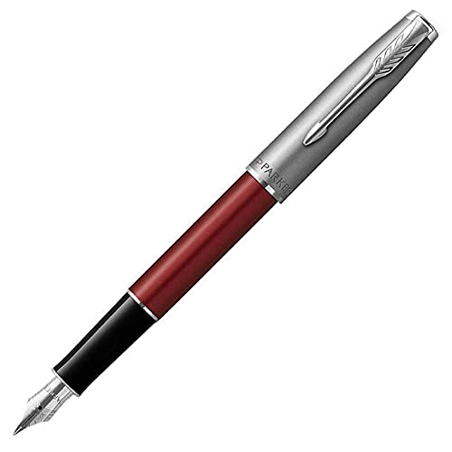 PARKER Sonnet Essentiel Füllfederhalter, Rot, Chrom-zierteile, Mittlere Edelstahlfeder - Geschenkbox von PARKER