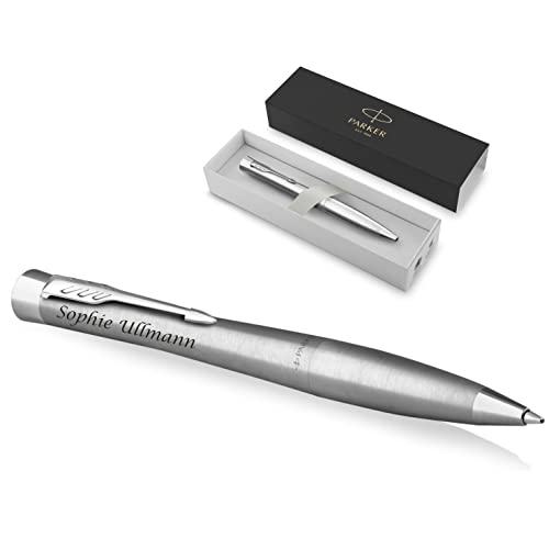 PARKER Urban Kugelschreiber Twist mit Gravur | Premium Stift | Geschenkbox | blaue Tinte | edel | personalisiertes Geschenk | Namen | graviert | Geburtstag (Metro Metallic C.C.) von PARKER