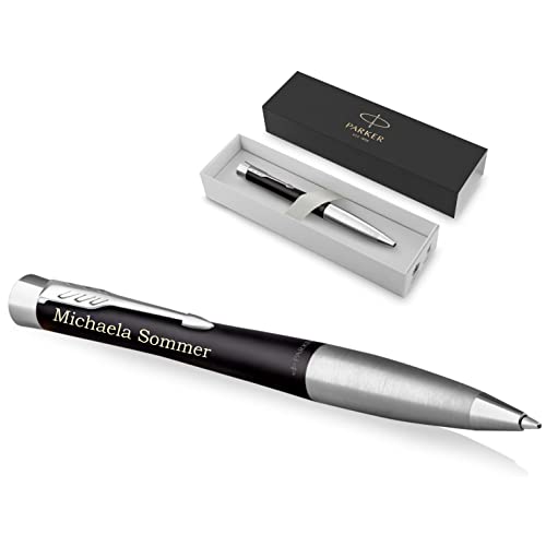 PARKER Urban Kugelschreiber Twist mit Gravur | Premium Stift | Geschenkbox | blaue Tinte | edel | personalisiertes Geschenk | Namen | graviert | Jahrestag | Geburtstag (Muted Black C.C.) von PARKER