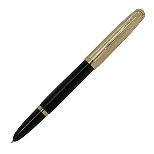 Parker 51 Deluxe Füller | Luxuriöser Schwarzer Schaft mit Goldzierteilen | Füllfederhalter Mittlere Spitze in 18k Gold mit Schwarzer Tintenpatrone | Geschenkbox von PARKER