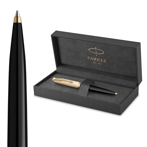 Parker 51 Kugelschreiber | Luxuriöser Schwarzer Schaft mit Goldzierteilen | Mittlere Schreibspitze in 18k Gold mit Schwarzer Nachfüllmine | Geschenkbox von PARKER