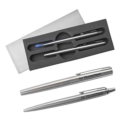 Parker Geschenk-Set Jotter C.C. K61 Füllhalter + Kugelschreiber, Edelstahl inkl. Laser-Gravur von PARKER