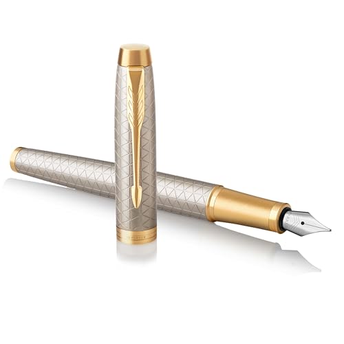 Parker IM Füller | Premium Warm Silver | Füllfederhalter mit feiner Feder | blaue Tinte | Geschenkbox von PARKER