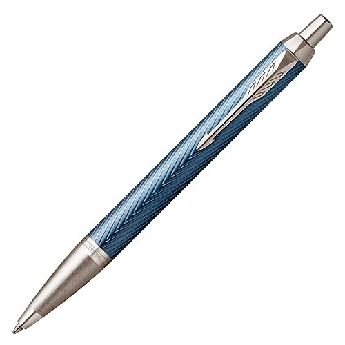 Parker IM Kugelschreiber | Blaugraue Premium-Lackierung mit Chromverzierung | Mittlere Schreibspitze mit blauer Nachfüllmine | Geschenkbox von PARKER