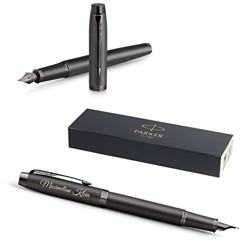 PARKER IM Monochrome Füllfederhalter mit Gravur | Premium Stift | Geschenkbox | blaue Pantrone | edel | personalisiertes Geschenk | Namen | graviert | Jahrestag | Geburtstag (Bronze) von PARKER