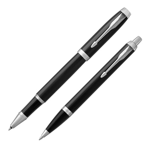 Parker IM Set Kugelschreiber und Rollerball, Schwarz, mit Chrom-Finish von PARKER