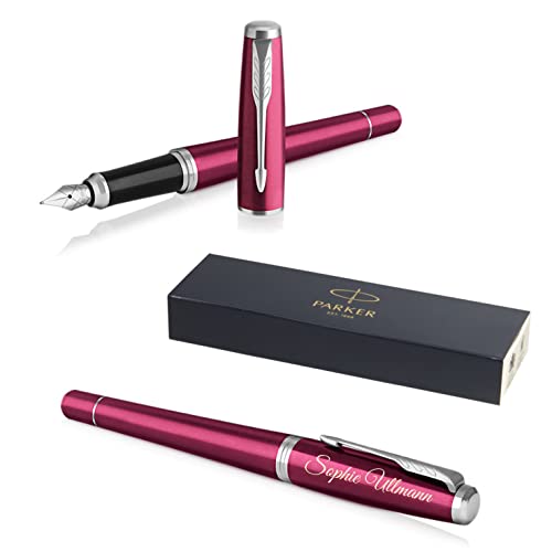 PARKER Urban Füllfederhalter mit Gravur | Premium Stift | Geschenkbox | blaue Tinte | personalisiertes Geschenk | Namen | graviert | Füller | Geburtstag (Vibrant Magenta C.C.) von PARKER