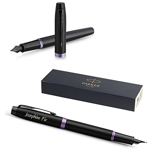 PARKER IM Vibrant Rings Füllfederhalter mit Gravur | Premium Stift | Geschenkbox | blaue Pantrone | edel | personalisiertes Geschenk | Namen | graviert | Jahrestag | Geburtstag (Purple) von PARKER