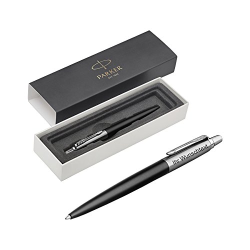 Parker Kugelschreiber Jotter C.C, Edelstahl, farbig, inkl. Laser-Gravur (Bond Street Black) von PARKER