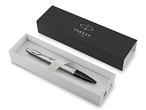 Parker Pen Das Unternehmen Urbane Premium Kugelschreiber, Metro Metallic, blaue Tinte, Geschenkbox (gebürstetes Metall, Chrom-Metallic, 1 Stück) von PARKER