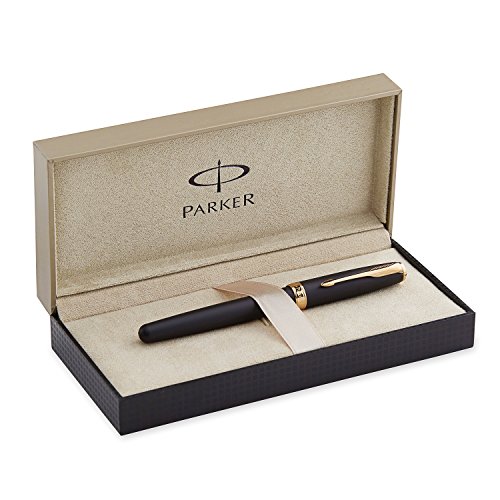 Parker S0817950 Sonnet-Füllfederhalter (Ausführung Matte Black mit vergoldeten Verzierungen, mittelstarke Feder) von PARKER