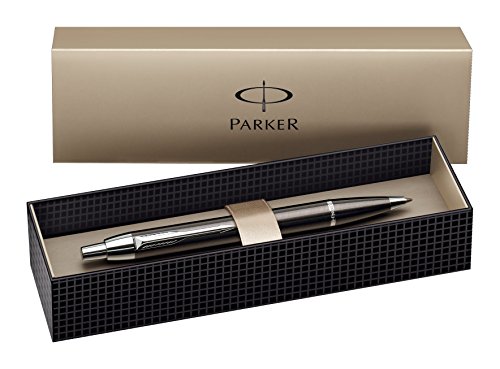 Parker S0856490 IM-Kugelschreiber (Metallisch-Grau mit Chromeinfassung, Strichstärke Mittel) schreibfarbe blau von PARKER