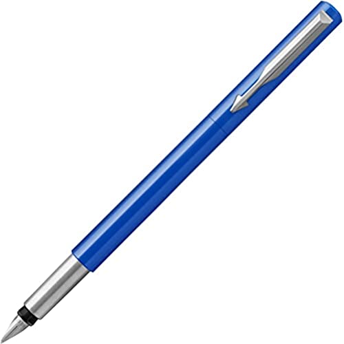 Parker Vector Füller | Blau mit Chromzierleisten | Füllfederhalter mit mittlerer Feder | Blaue Tinte von PARKER