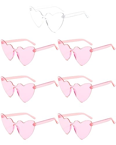 Hen Herz geformte Gläser Randlose rahmenlose Sonnenbrille Transparent getönte Gläser, 1 Braut zu 6 Team Braut Gläser Bachelorette/Hochzeit Party/Braut Dusche Party Bevorzugungen Foto Booth Requisiten von PARSUP