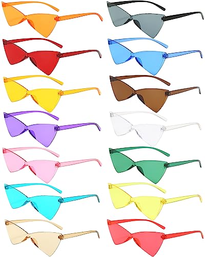 PARSUP Schmetterlingsförmige randlose Sonnenbrille Rahmenlose Dreieck Sonnenbrille Transparent Candy Farbe Brille Getönte Brille Junggesellinnenabschied Gastgeschenke Fotoautomaten Requisiten von PARSUP