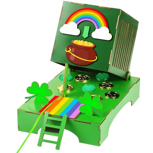 PARSUP St. Patricks Day Dekorationen, Fangen Sie eine Koboldfalle, DIY-Bastelset für Kinder-Partyzubehör, einschließlich Regenbogen, Leiter, Münzen, Kleeblatt von PARSUP