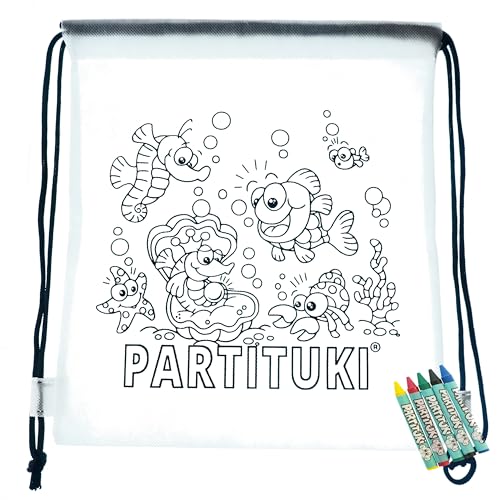 Mitgebsel Kindergeburtstag Junge Partituki. 10 Taschen Zu Malen, 10 Sets mit 5 Farbige Crayons. Kleine Geschenke für Kinderparty. Pinata Füllung. Ungiftig Zertifiziert von PARTITUKI