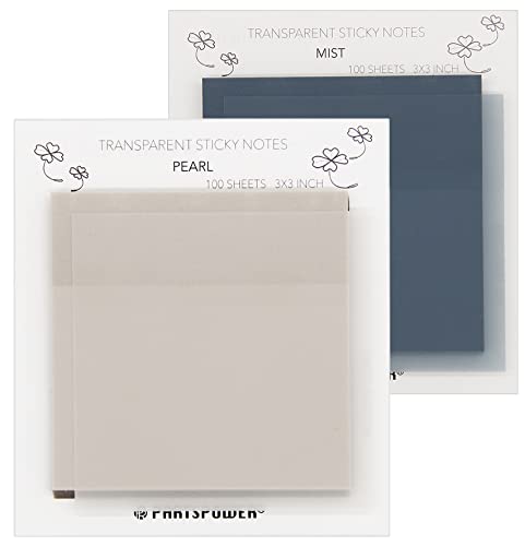 PARTSPOWER 200 Blatt Transparente Haftnotizen, 7,6 x 7,6 cm, Pastell Durchscheinend Aanotating Haftnotizen für Bücher, Bibelstudium, Lesen, Büro Schulbedarf (Perle & Nebel) von PARTSPOWER