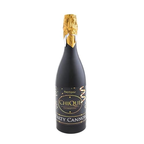 PARTY DISCOUNT NEU Konfettikanone Champagner- / Sektflasche, Gold-Schwarz, 33 cm von PARTY DISCOUNT