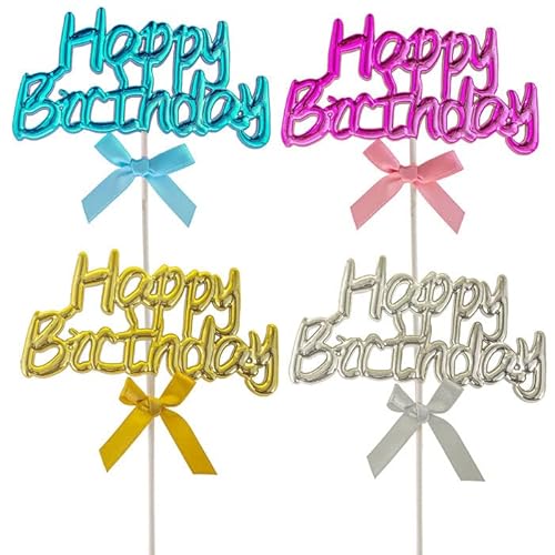 NEU Kuchen/Cake-Topper Happy Birthday, pink, 20 x 12 cm von PARTY DISCOUNT