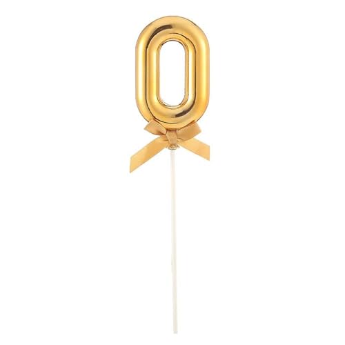 PARTY DISCOUNT NEU Kuchen/Cake-Topper Mini Ziffer am Stab, 9 cm, Zahl 0, Gold, Stab ca. 15cm von PARTY DISCOUNT