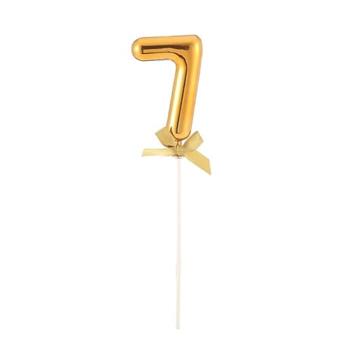 PARTY DISCOUNT NEU Kuchen/Cake-Topper Mini Ziffer am Stab, 9 cm, Zahl 7, Gold, Stab ca. 15cm von PARTY DISCOUNT