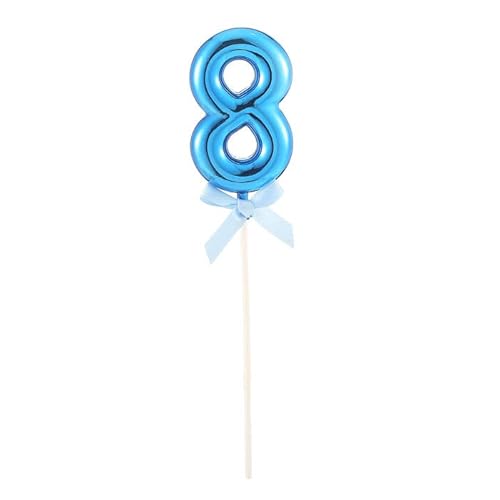 PARTY DISCOUNT NEU Kuchen/Cake-Topper Mini Ziffer am Stab, 9 cm, Zahl 8, blau, Stab ca. 15cm von PARTY DISCOUNT