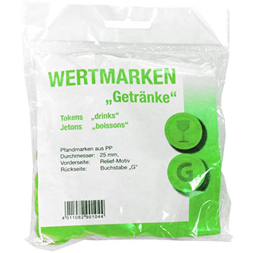 PARTY DISCOUNT® Wertmarken-Chips Getränke, grün, 100 STK. von PARTY DISCOUNT