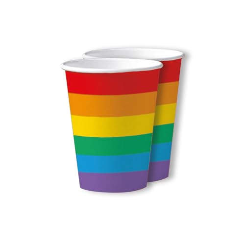 PARTY DISCOUNT Becher, recycelbar aus Pappe, Rainbow Pride, 200ml, 10 Stück von PARTY DISCOUNT