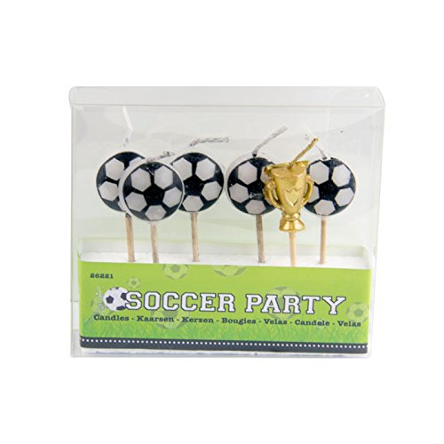 PARTY DISCOUNT Kerzen Fußball zum Stecken, 6 Stück von PARTY DISCOUNT