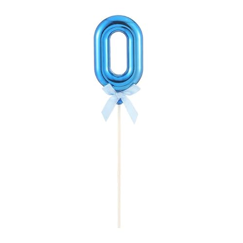 PARTY DISCOUNT NEU Kuchen/Cake-Topper Mini Ziffer am Stab, 9 cm, Zahl 0, blau, Stab ca. 15cm von PARTY DISCOUNT